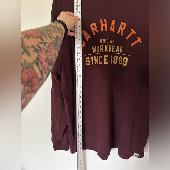 Burgundy Carhartt Long Sleeve Tee Size Large - Picture 3 of 6